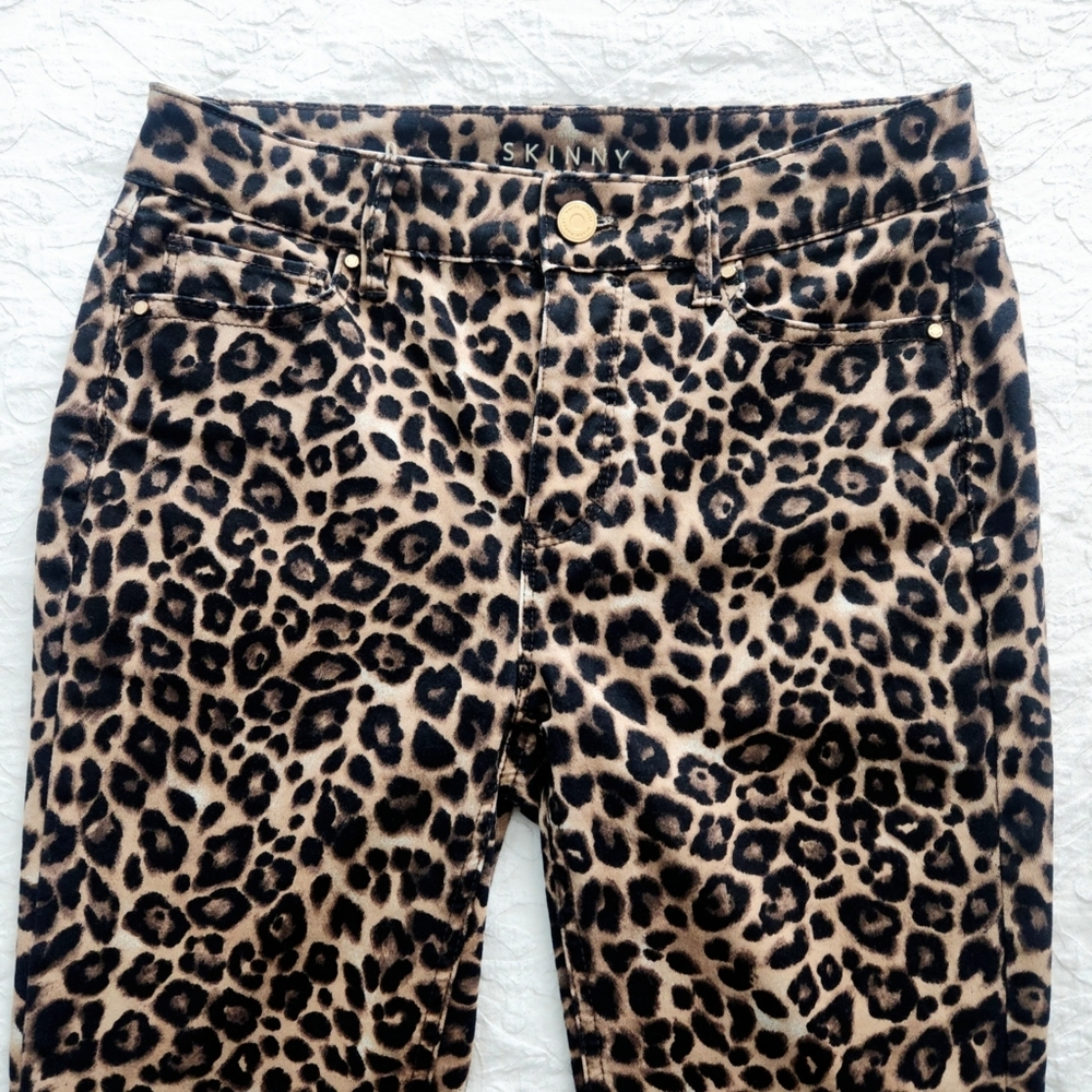 WHBM Sculpting High Waist Ankle Pants With Stretch, Brown & Black Leopard Size 0 - Picture 4 of 15